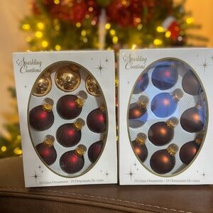 Sparkling Creations Red/Gold/Brown Glass Ornaments 2 Boxes of 10